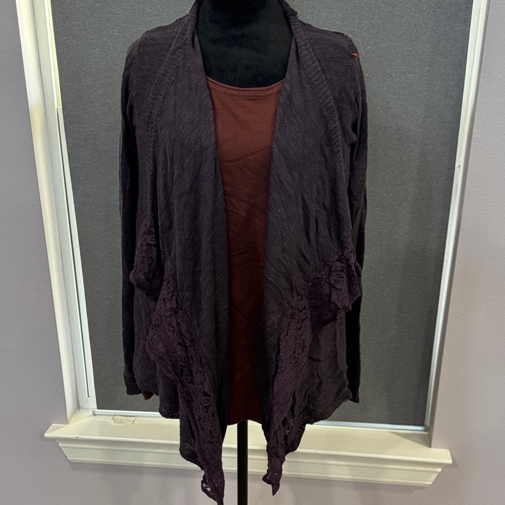 Pink Republic Dark Purple Open-Front Cardigan